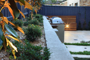 Raised planting and built in BBQ to maximise space