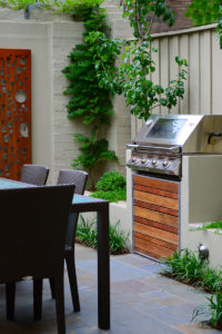 Backyard landscape design bbq area