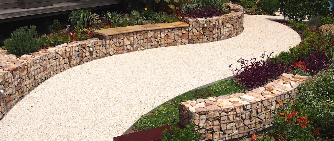 Backyard landscape design winding path