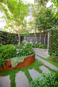 view towards the carport from the garden