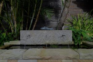 Close up image of the natural stone water feature