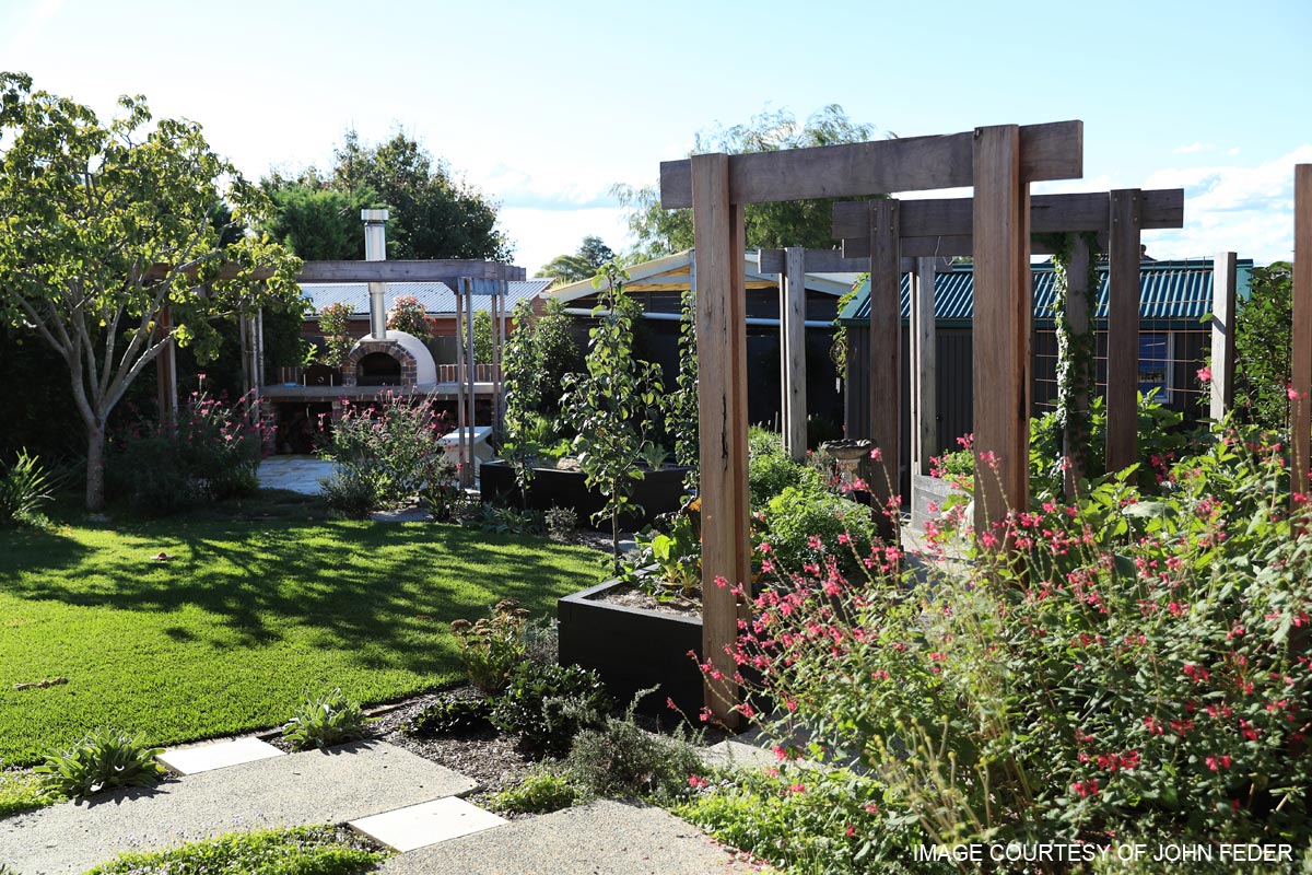 Productive Pizza Potager – OUTHOUSE design Arbours in productive garden